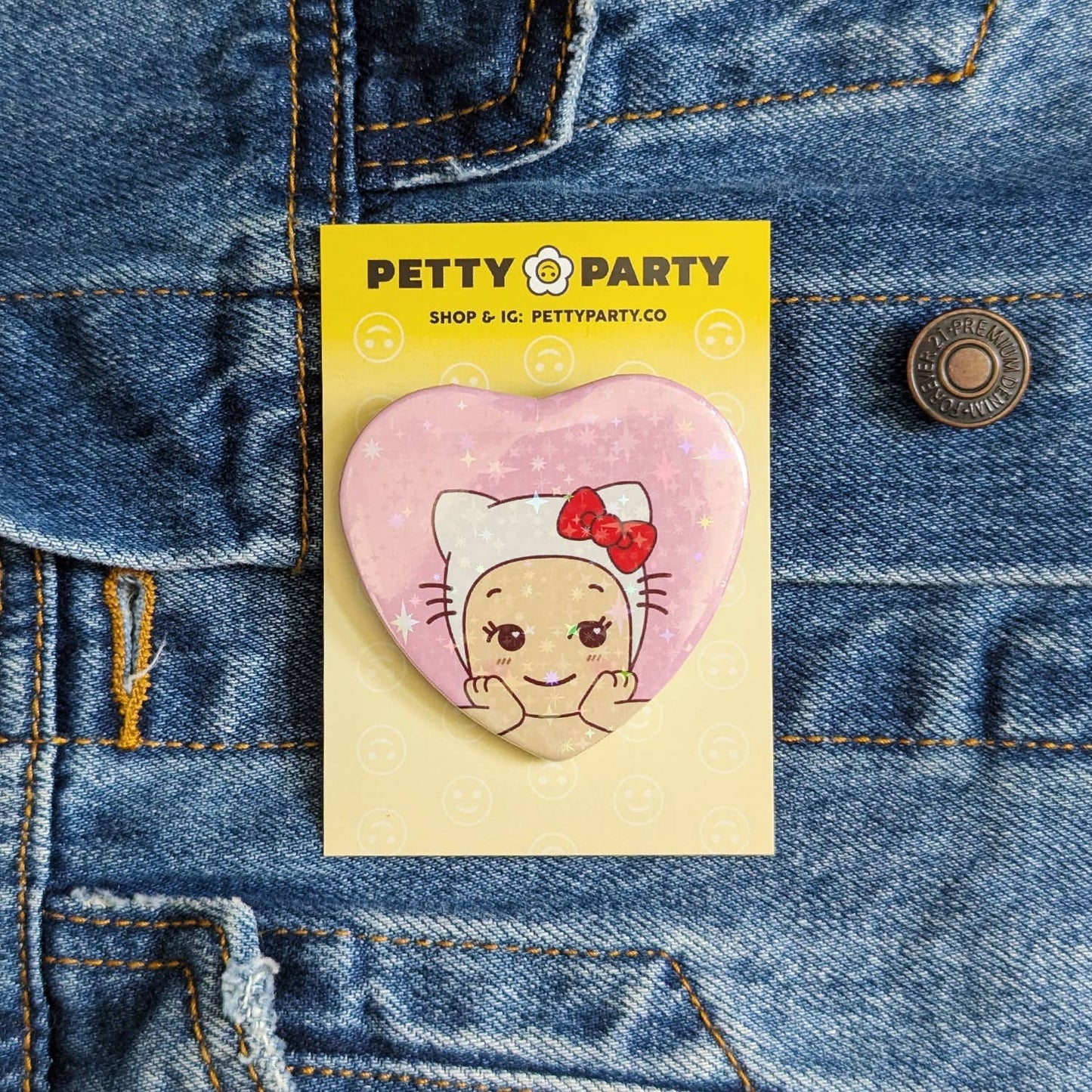 Hello Kitty Baby Sparkle Heart Button