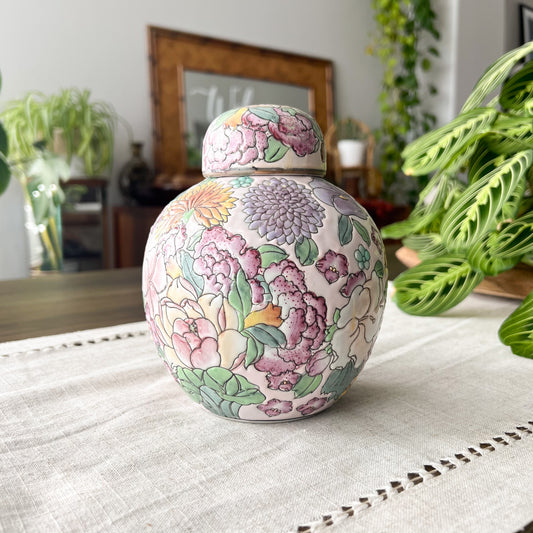 Vintage Decorative Floral Ginger Jar