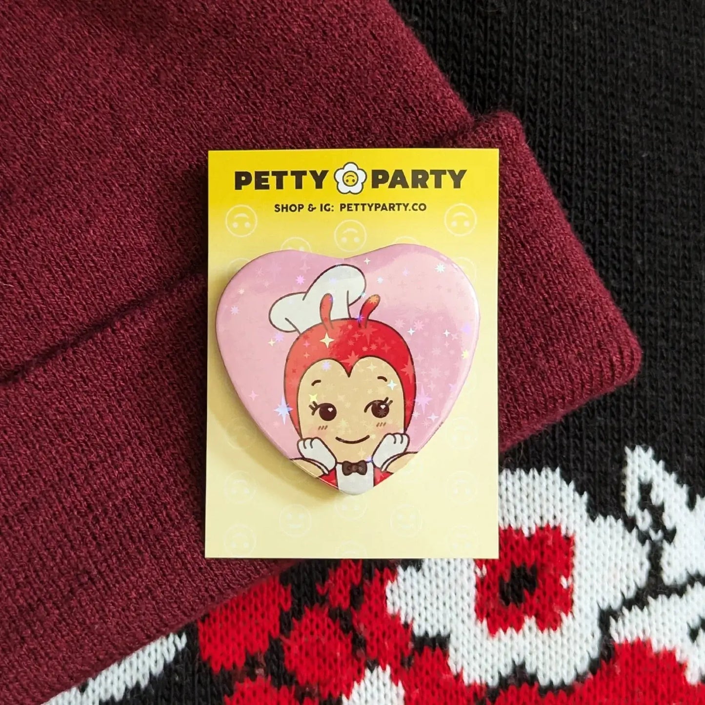 Jollibee Baby Sparkle Heart Button