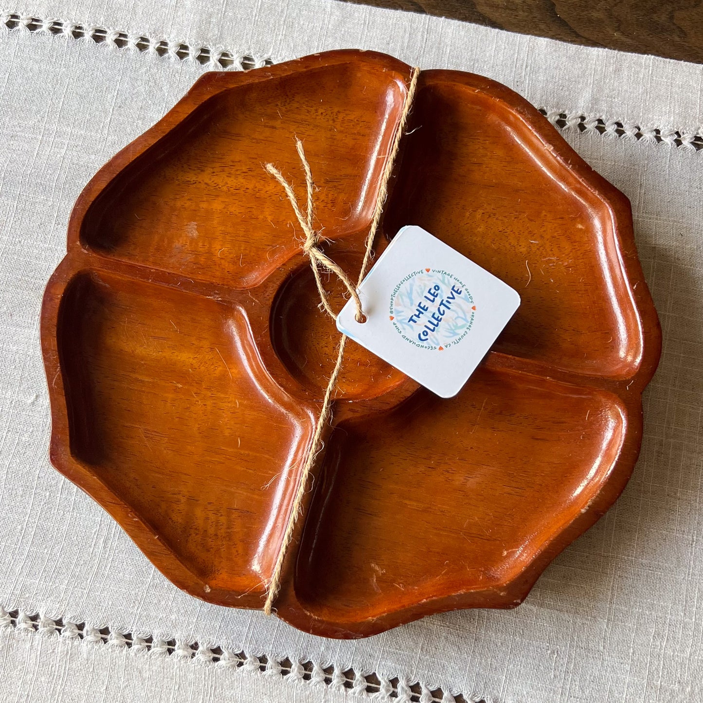 Floral Wood Sectioned Tray