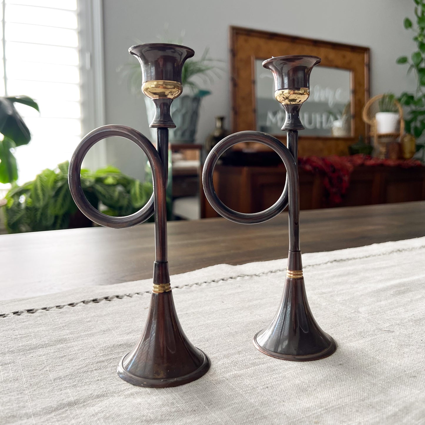 French Horn Candlesticks