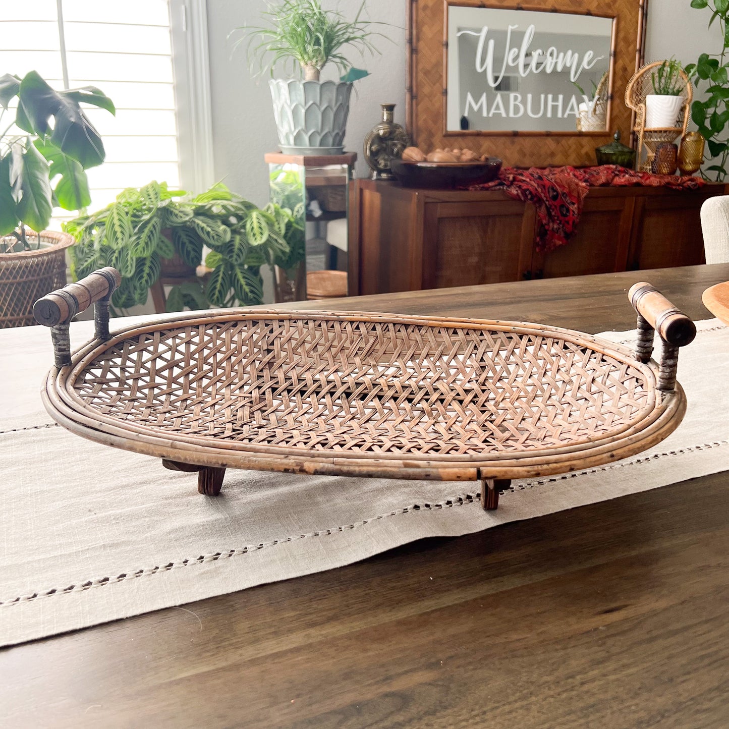 Oval Bamboo Wicker Tray