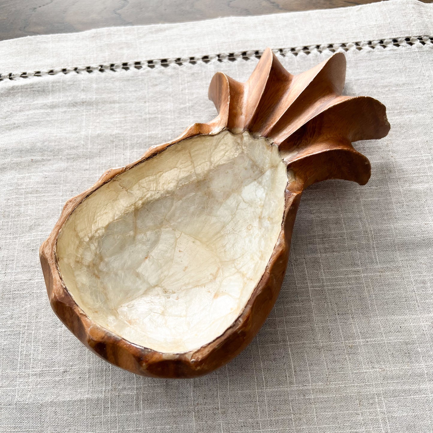 Pineapple Monkeywood Capiz Bowl
