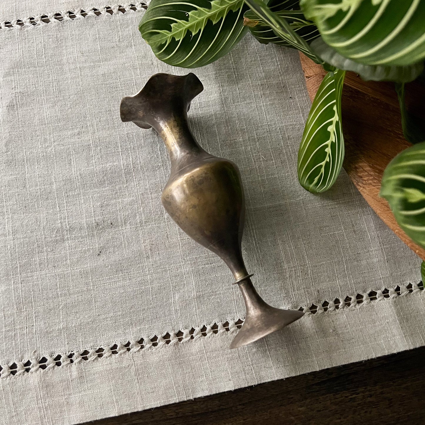 Vintage Ruffled Metal Bud Vase