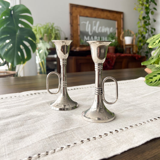 Silver Trumpet Candle Holders