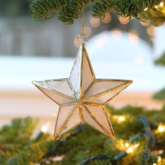Capiz Modern Star Ornament (Nat/Gold)