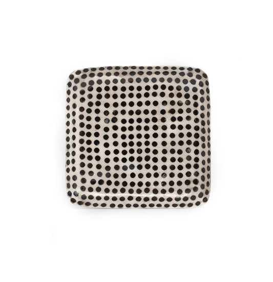 Black Dots Square Capiz Plate