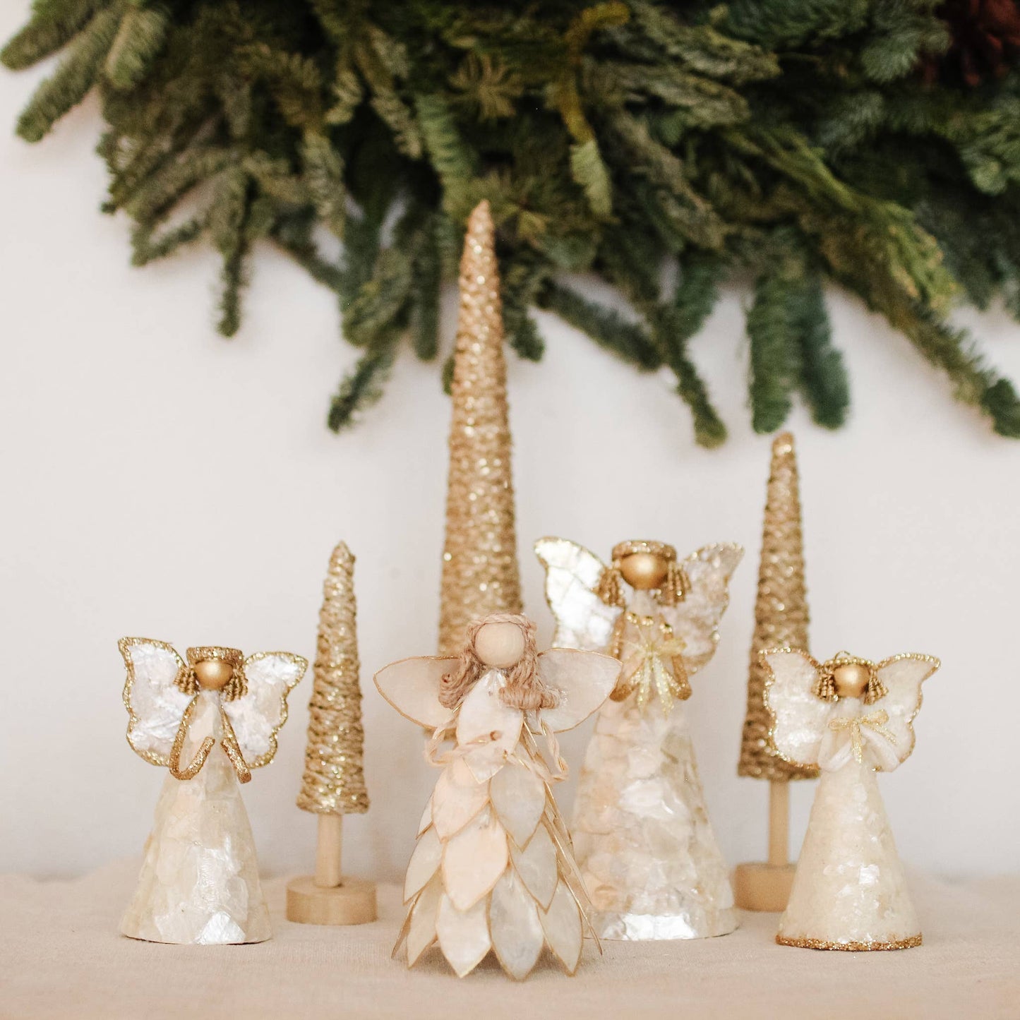 Gold Capiz Angel Ornament