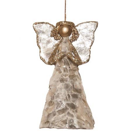 Gold Capiz Angel Ornament