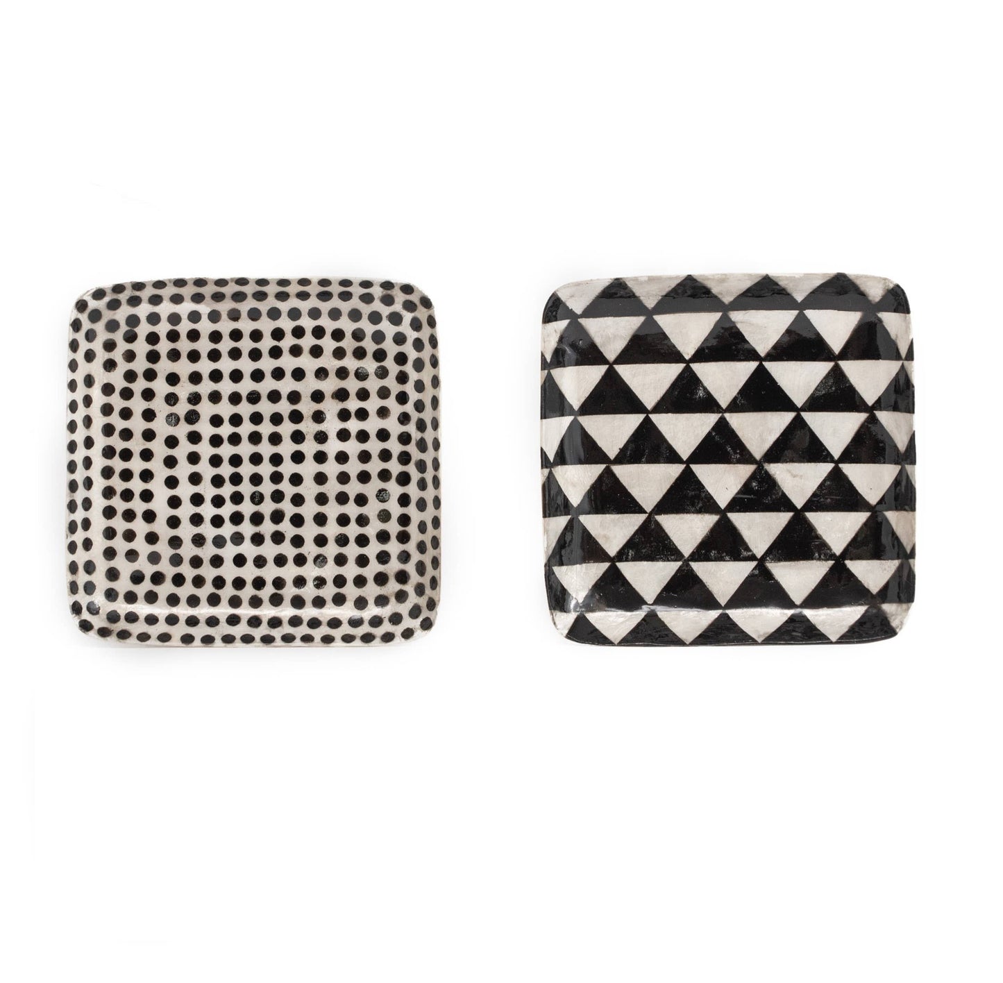 Black Triangles Square Capiz Plate