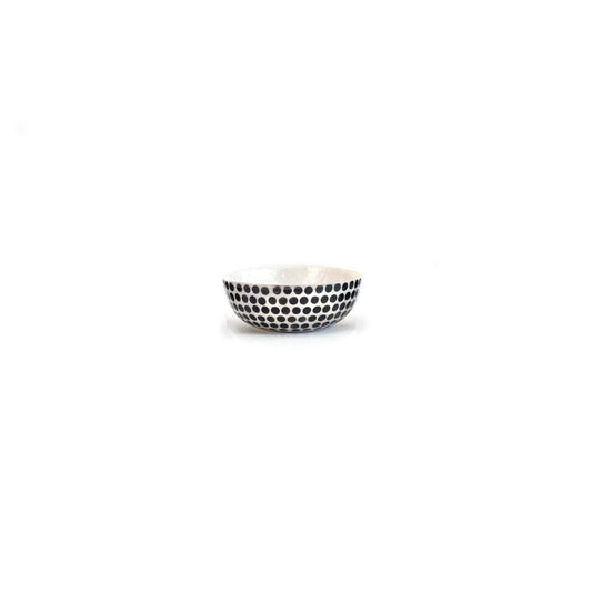 Dots Black & White Round Capiz Bowl