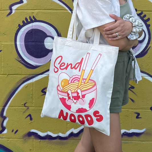 SEND NOODS graphic tote bag