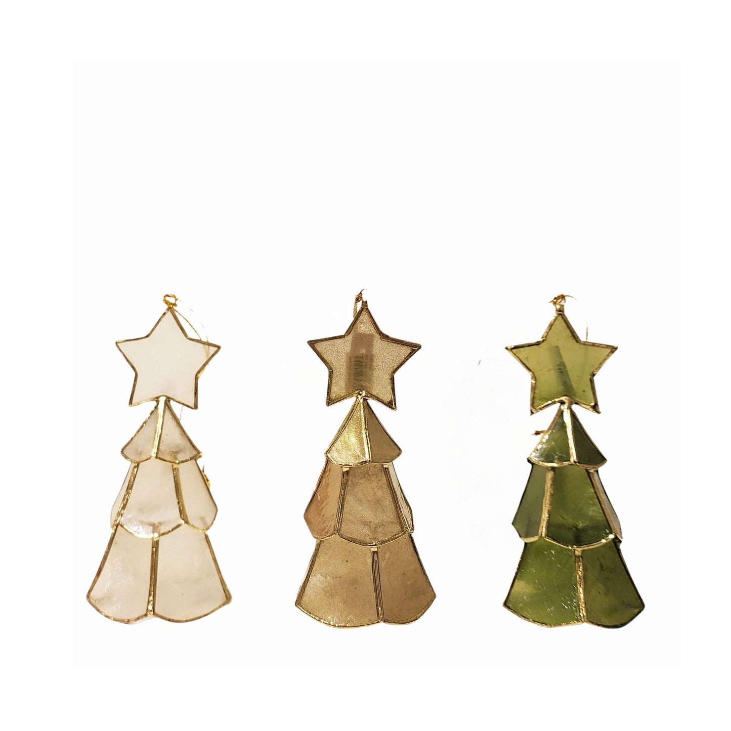 Natural Capiz Layered Tree Ornament w/Star