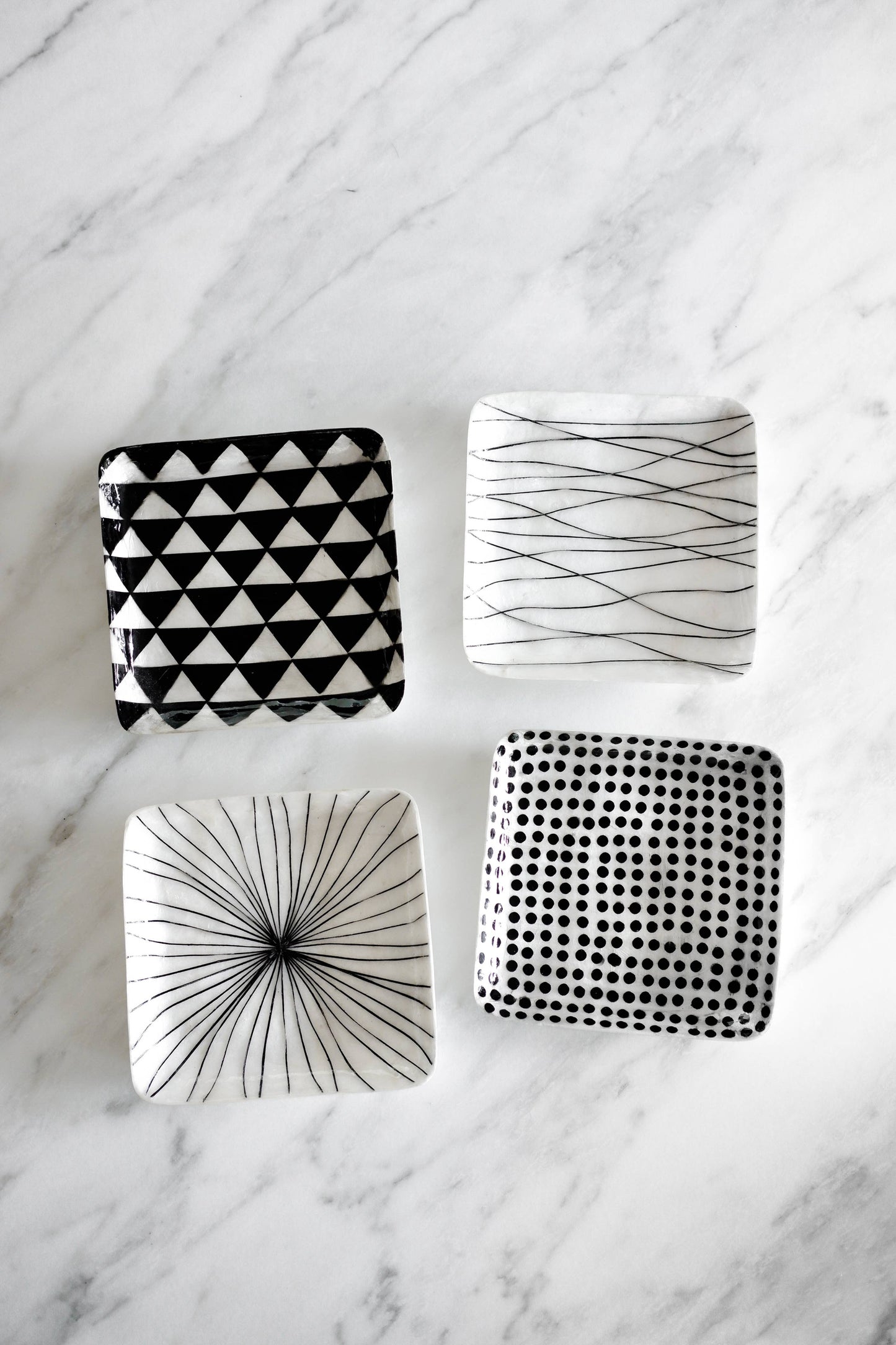 Black Triangles Square Capiz Plate
