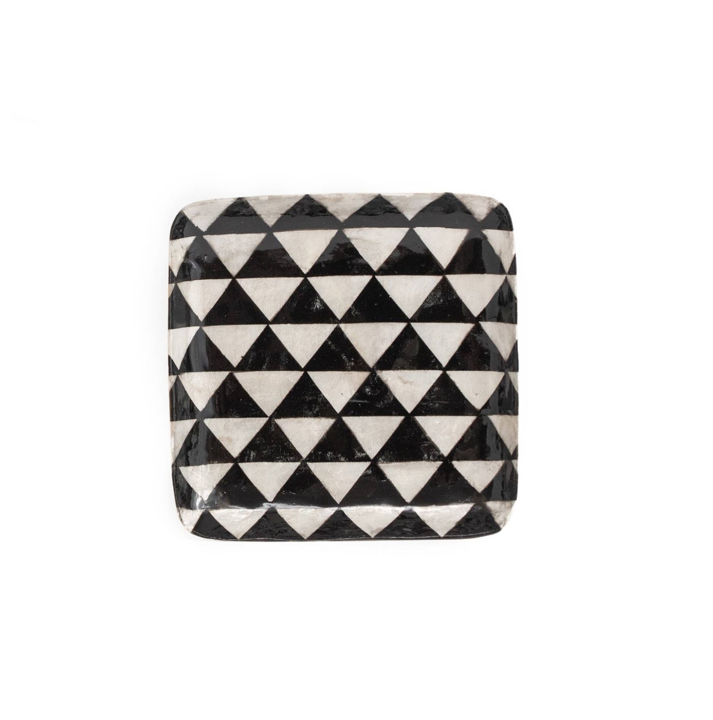 Black Triangles Square Capiz Plate