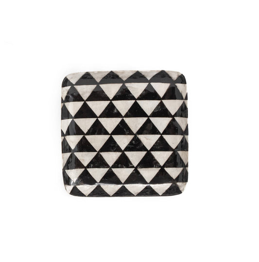 Black Triangles Square Capiz Plate