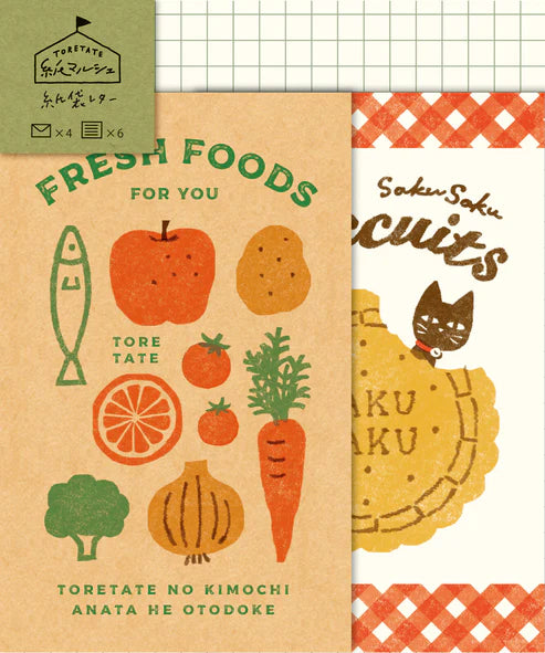 Furukawashiko Mini Letter Set - Marche Vegetables & Biscuits