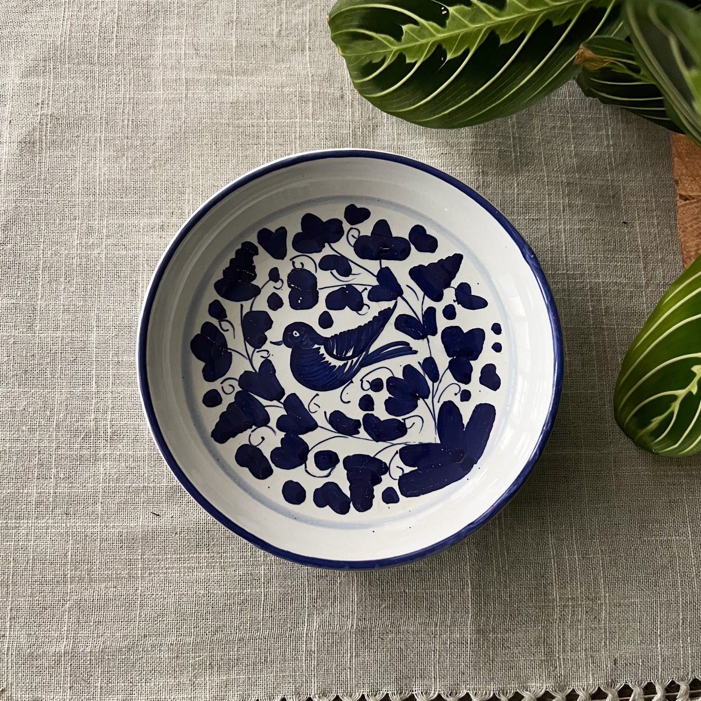 Hand Painted Blue Bird Trinket Dish