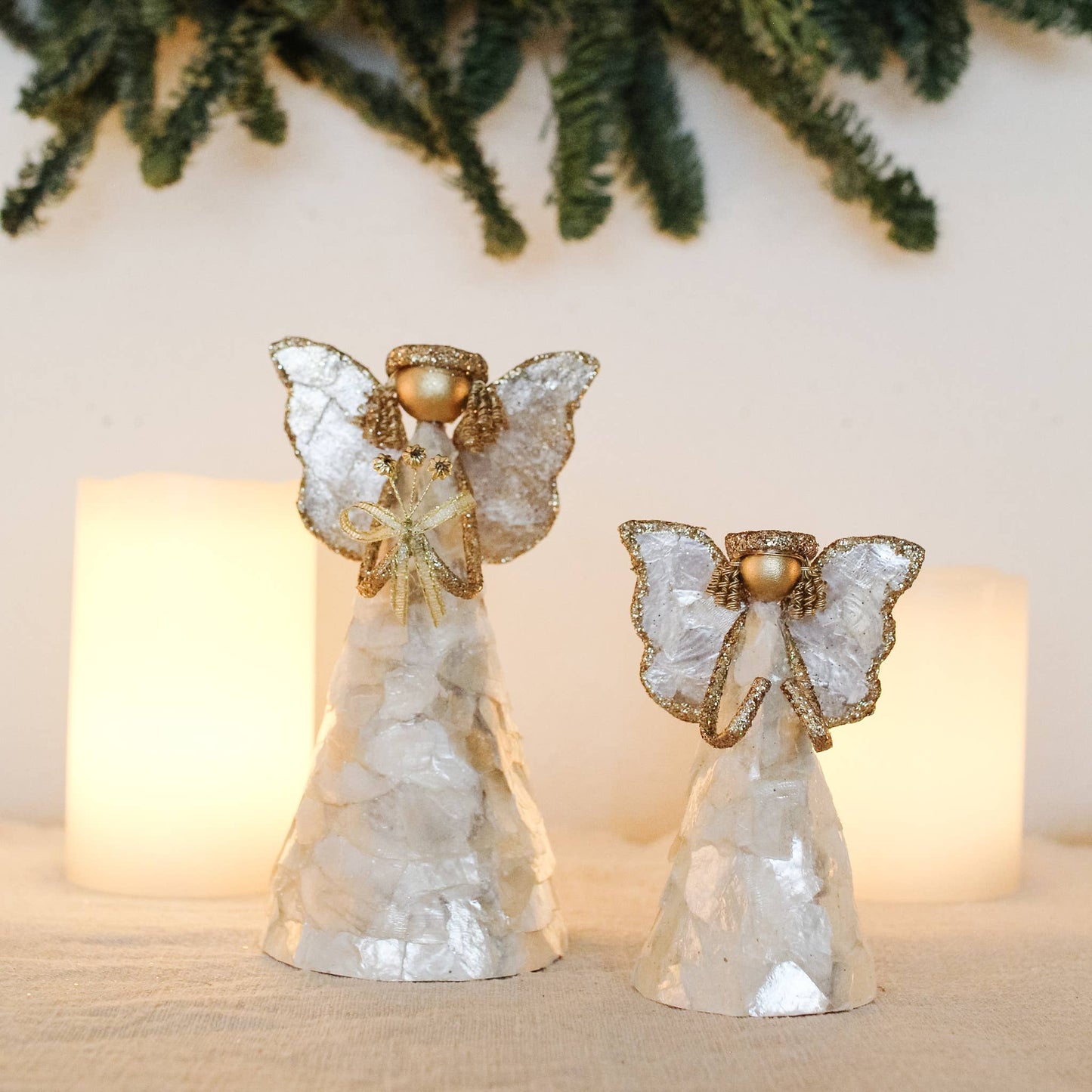 Gold Capiz Angel Ornament