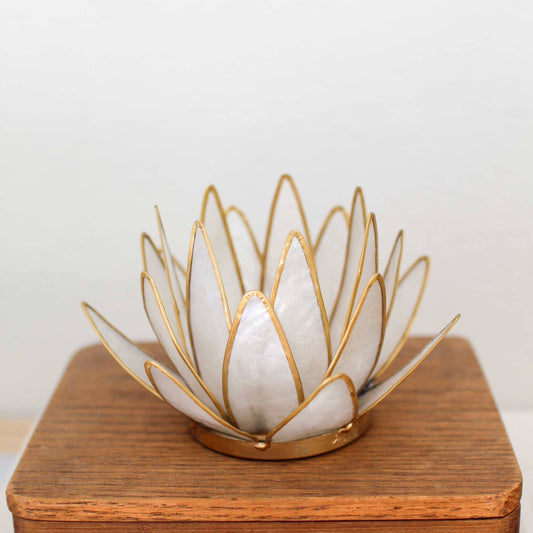 Capiz Double Lotus Candleholders