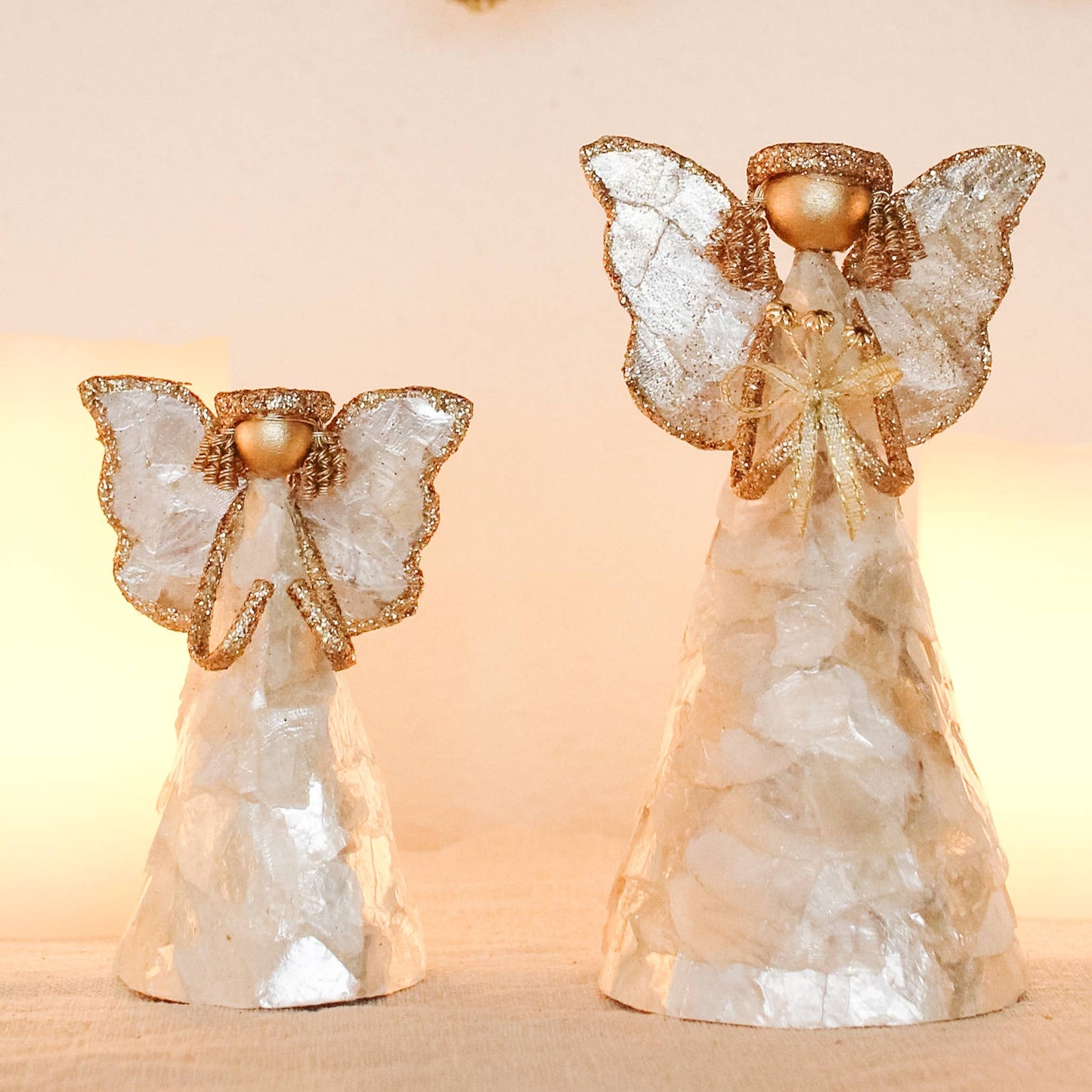 Gold Capiz Angel Ornament
