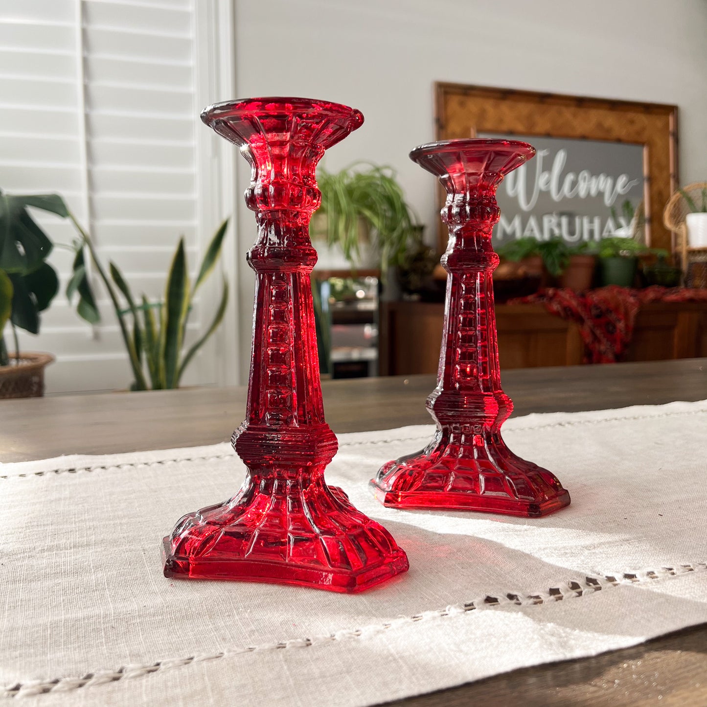 Ruby Red Candlesticks