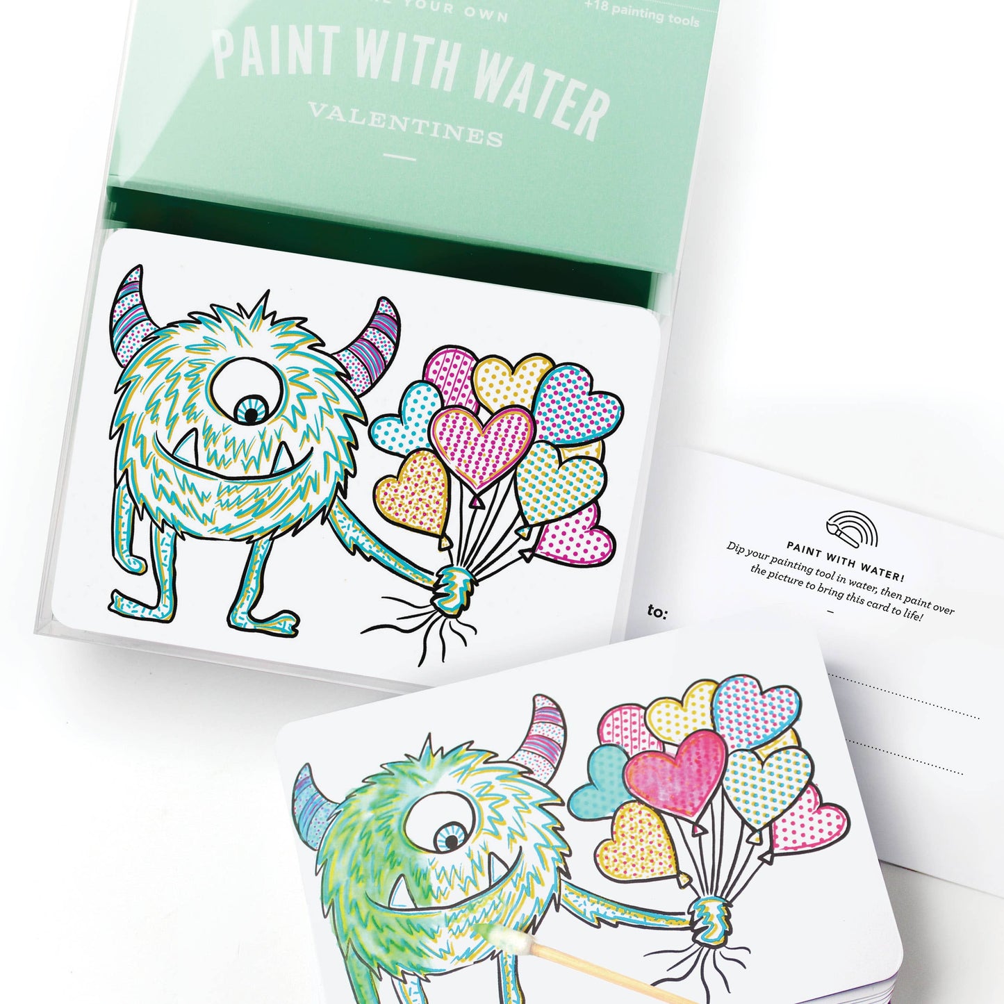Paint with Water Valentines - Monster